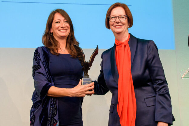 Dr Rola Hallam received the Woman of the Year Lifetime Achievement Award, presented by Julia Gillard